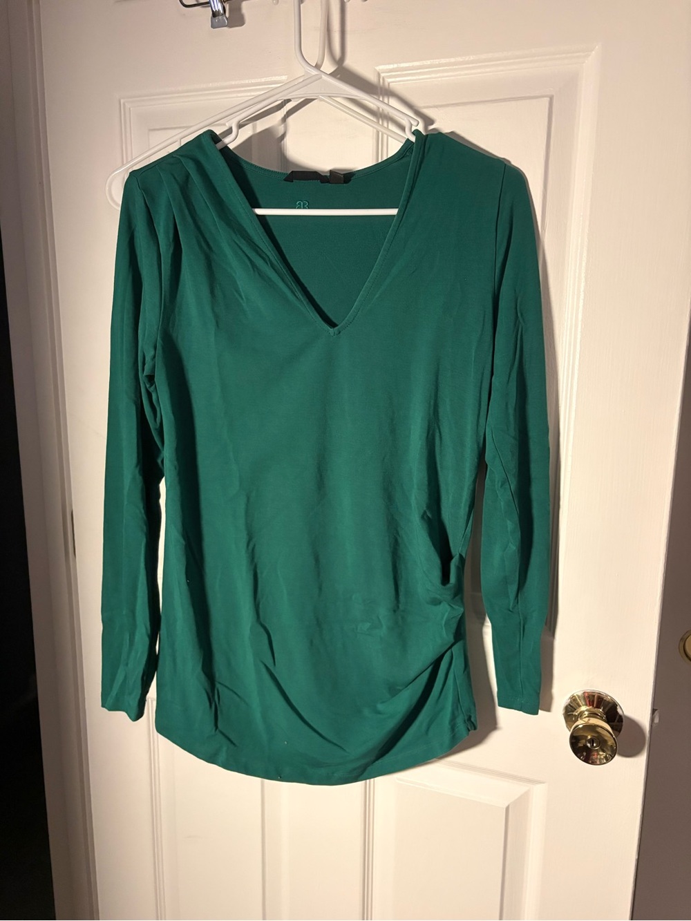Betabrand Emerald Green V-Neck Long Sleeve Top